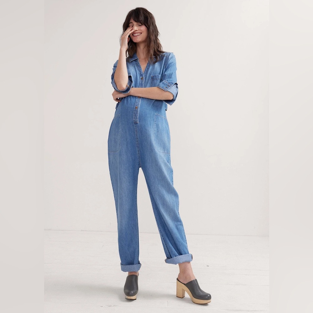 HATCH Collection Maternity Denim Jumpsuit